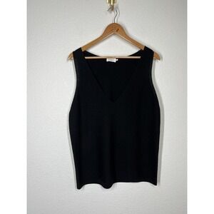 The Reset R Label XL Black Wool Knit Top Sleeveless Vneck Tank